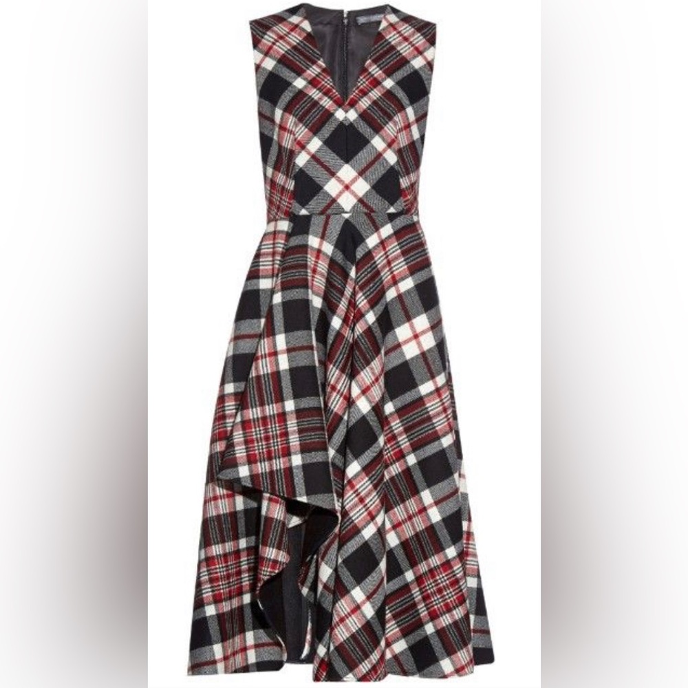 Alexander McQueen plaid high/low wool dress size 4